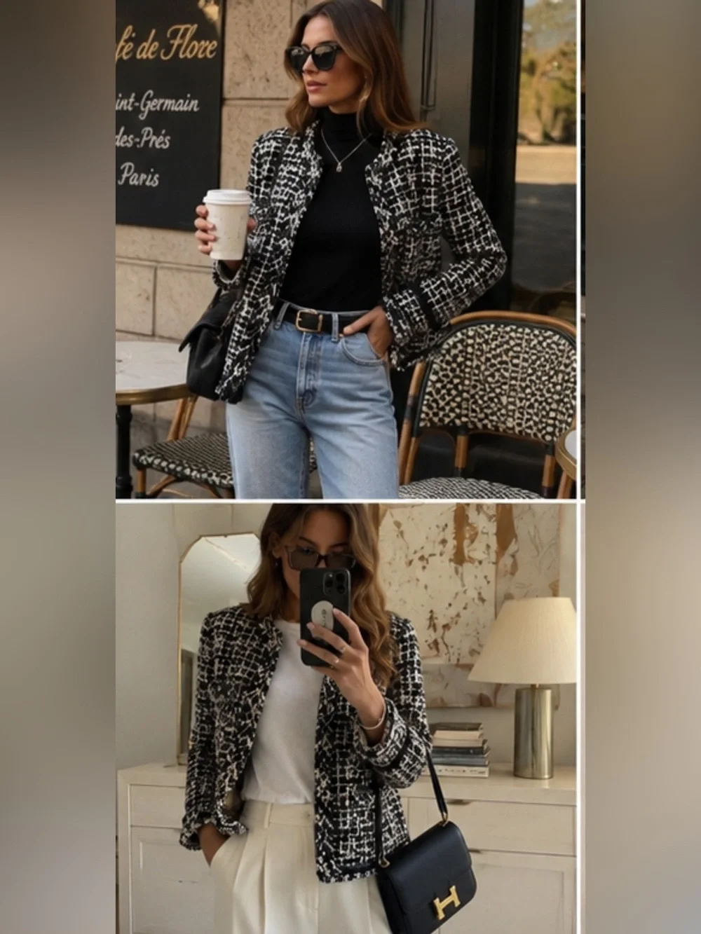 JCrew Collection Lady 🔥Tweed Classic🔥Jacket sz6 Black/white PristinePrice Firm!